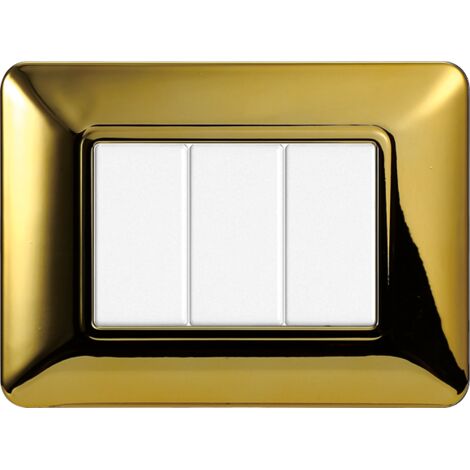 PLACCA SATINATA COMPATIBILE CON SERIE BTICINO MATIX 3-4-6 MODULI COLORI ASSORTITI (3 MODULI, SILVER