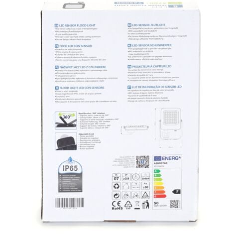 FARO 50 WATT W LED FARETTO CON SENSORE CREPUSCOLARE FREDDO ESTERNO 50W