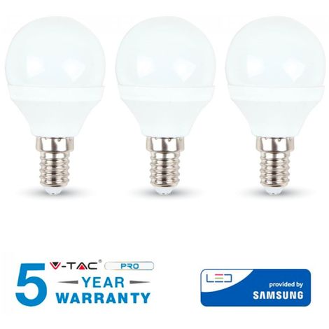 LAMPADINE V-TAC SAMSUNG LED E14 5.5W MINI GLOBO FREDDA 6400K 3 PEZZI