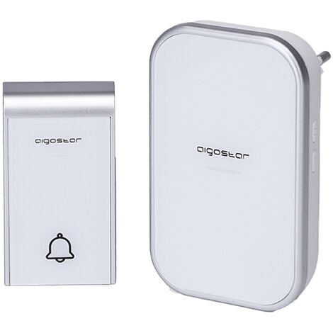 CAMPANELLO SENZA FILI WIRELESS DIGITALE IP44 PORTE CASA UFFICIO AIGOSTAR  BIANCO/SILVER 7933