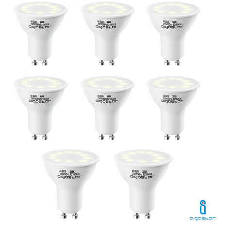 LAMPADINA LED GU10 9W 3000K BIANCO CALDO A+ 630LM 120° FASCIO AMPIO  AIGOSTAR 8 PEZZI