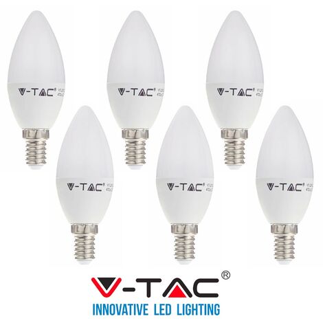 6 LAMPADINE LAMPADINA LED E14 5.5 W 40 W V-TAC CANDELA FIAMMA