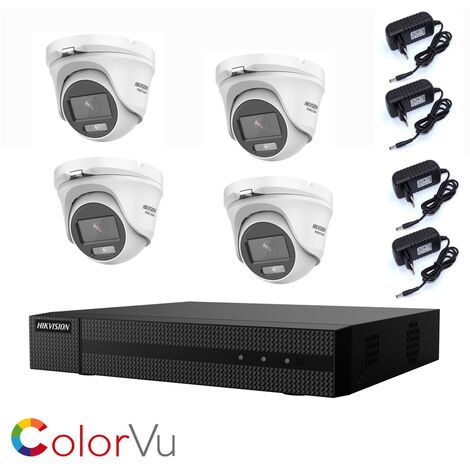 KIT VIDEOSORVEGLIANZA 2 MPX 4 TELECAMERE AHD HIKVISION COLORVU