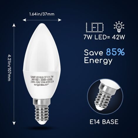 LAMPADINA LED SMART WIFI E14 G45 7 W ALEXA GOOGLE HOME 2 PEZZI