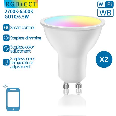 LAMPADINA SMART LED GU10 6.5W WIFI RGB+CCT 2700K-6500K 555 LUMEN D50*H59mm  COMPATIBILE CON ALEXA E GOOGLE ASSISTANT FARE