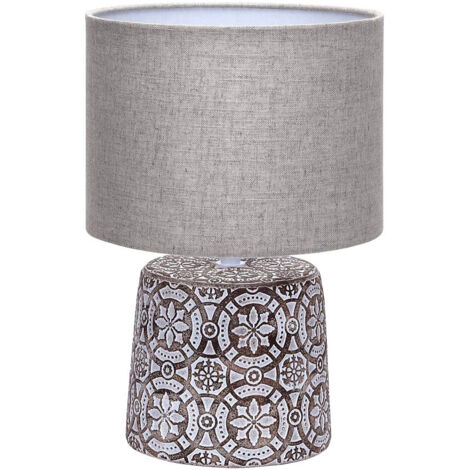 Lampada da comodino in ceramica con paralume in carta naturale a cono bianco e nero Yunes