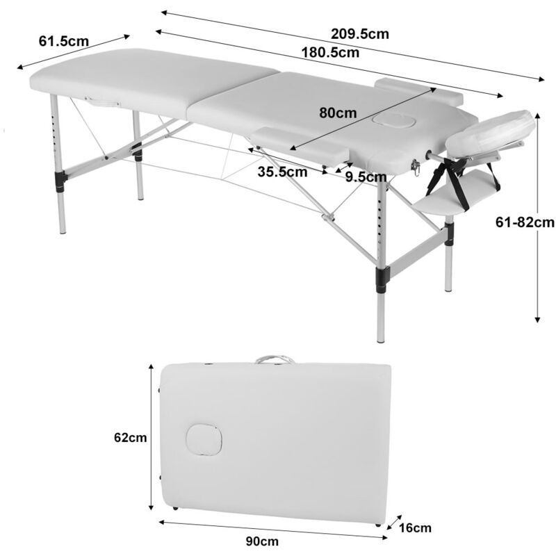 Massagebank 2 Zonen klappbar Mobil Canapé cosmétique Alu 3
