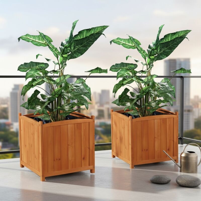 2 Jardinières Bois Avec Mousse | Décoration Clôture Style Ferme | Pour Plantes Intérieur Et Extérieur