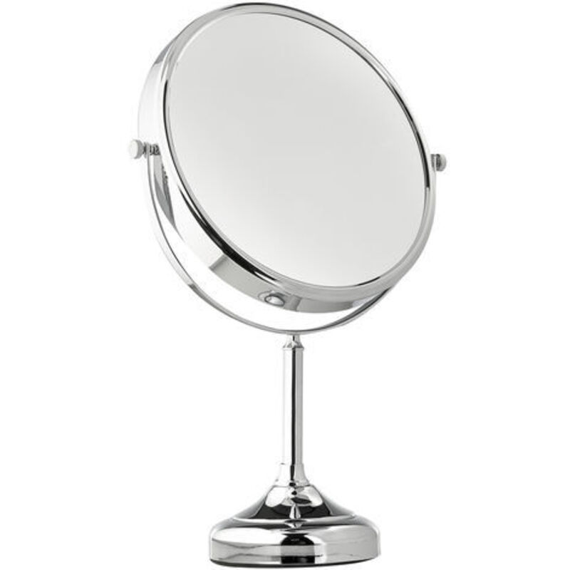 Miroir Grossissant Lumineux Miroir Cosmétique Axentia Grossissant 3x - Double Face, Pivotant 360°, Chromé, 17 Cm Specchio Trucco Da Parete