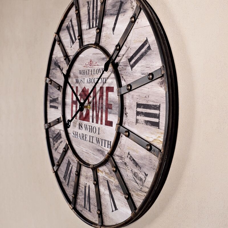 Horloge Murale Rétro Shabby Chic Géante - 69 Cm De Diamètre - Quartz - A091