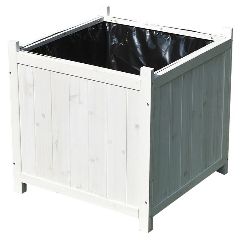 Pot De Fleurs Rectangulaire Blanc JUNCO 80 - Rehabilitaweb