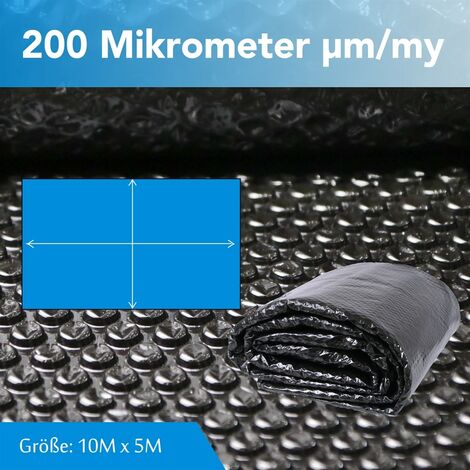 Melko Bâche Solaire Piscine 800 X 500 Cm – Couverture Chauffante PVC Noir Avec Œillets, Économie Chaleur & Eau