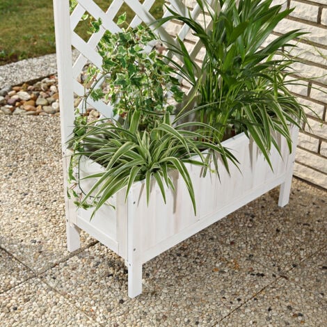 boîte à fleurs en bois treillis de fleurs treillis de fleurs grimpant pot d'aide pot de fleurs treillis de roses - blanc