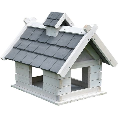 Maison d'oiseaux en bois en gris d'alimentation pour oiseaux Birdhouse  Birdvilla