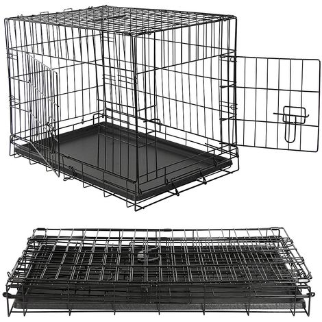 Cage pour chien 77,5 x 53 x 59 cm Caisse de transport pour chien voiture  pliable Cage pour chien à la maison avec couverture douillette + gamelle