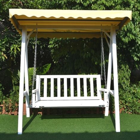 La balançoire d'Hollywood La balançoire du jardin blanc et gris La balançoire suspendue Le toit en bois