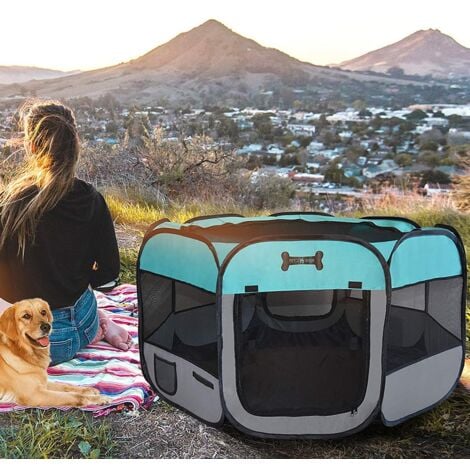 Parc pour chiots Parc pliable pour chiots Parc pour animaux Enclos Chiens Lapins turquoise