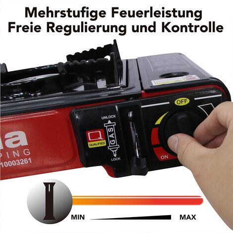 Réchaud à Gaz De Camping 'hocker' Mucola - 1 Brûleur 6,5 KW, Pieds En Fonte, Puissance Modulable