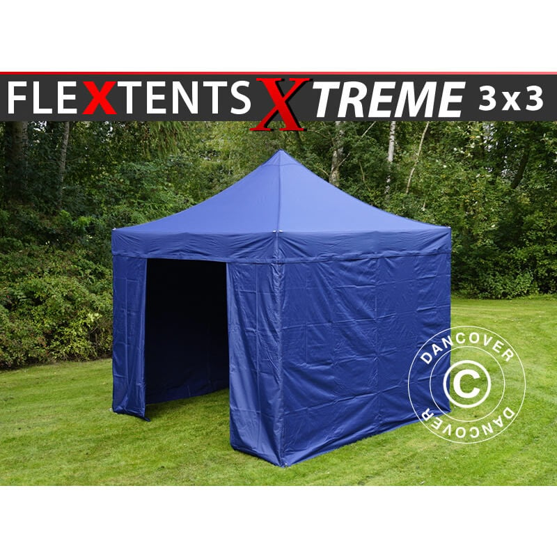 Tente pliante 3x3m + 4 Pack Côtés avec 2 Fenêtres,Bâche 220g-m²