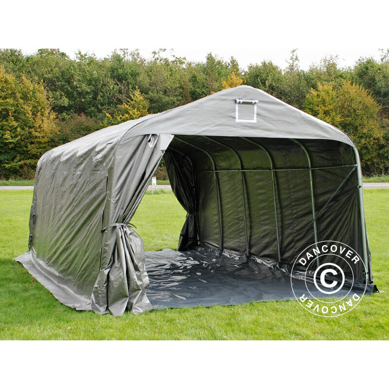 Tente abri Voiture garage PRO 3,6x6x2,7m PE avec couvre-sol, Gris