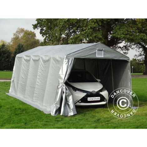 Tente Abri Voiture Garage PRO 3,3x6x2,4m PE, Gris