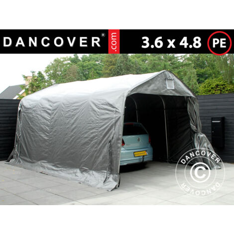 Tente Abri Garage PRO 3,6x4,8x2,68m, PE, Gris - Dancover (1/5)