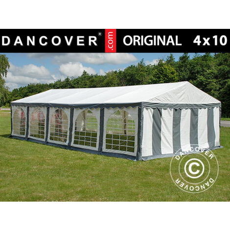 Tente de réception Original 4x10m PVC 900, Gris/Blanc (1/5)