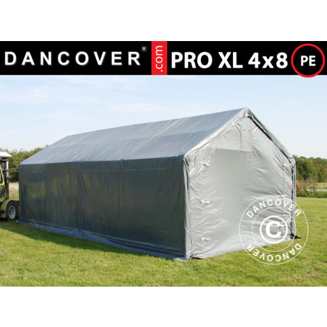 Tente de Stockage Tente Abri PRO 4x8x2,5x3,6m, PE, Gris (1/5)