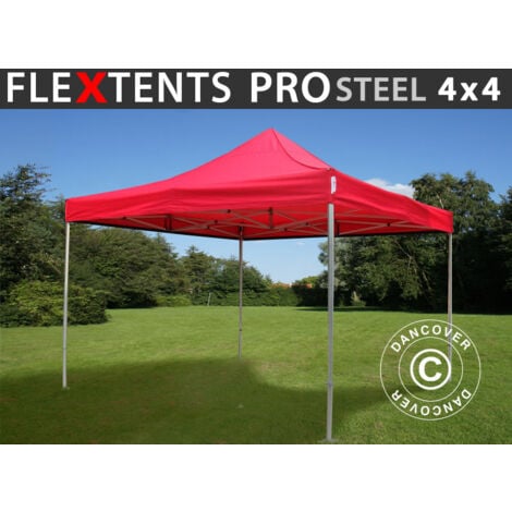 Tente Pliante 3x3 m - 4 côtés Acier Barnum Chapiteau Pliant Tonnelle Stand  Paddock Réception Abri rouge