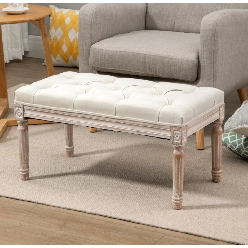 French Style Bench Antique Leg Furniture Shabby Chic Hallway Bedroom Window Seat