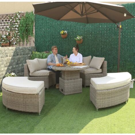 Large Rattan Sofa Set Luxury Sun Daybed