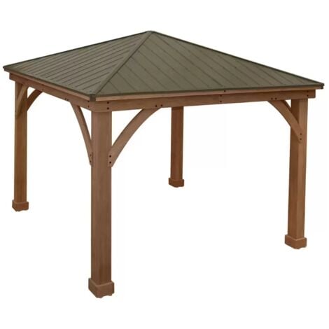 Large Wooden Gazebo Hot Tub Structure Outdoor Metal Roof Pergola Patio ...