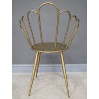 Gold Metal Chair Vintage Retro Seat Dressing Vanity Stool Antique Dining Chair