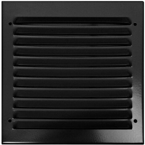 Grille de ventilation carrée en aluminium noir 200 x 200 mm – Lamelles fixes pour poêles à bois – Installation facile sans cadre – Pisla (1/3)