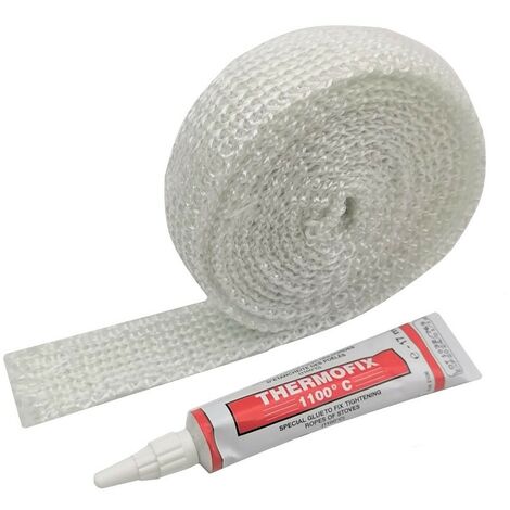 Tresse de verre plate + colle réfractaire - 3 mètres  20 mm