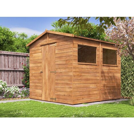 Shed 8x7.5 Adam - Heavy Duty Apex Pressure Treated Wooden Garden Building Storage Workshed with Roof Felt
