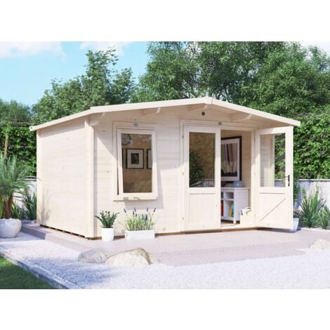 Log Cabin Rhine W4m x D3m - Garden Summer House Workshop Man Cave Home Office Shed 45mm Walls Double Glazed and Roof Shingles