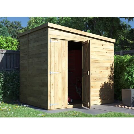 Dunster House Bike Shed Storage 2.4m x 1.8m Garden Building Wooden Pressure Treated Overlord Pent (1/5)