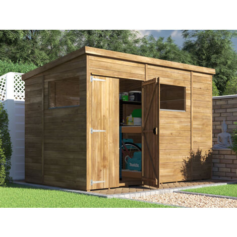 Dunster House Shed Garden Storage Workshop 3m x 1.8m Pressure Treated Wooden Window Overlord Pent (1/5)