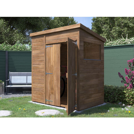 Dunster House Garden Shed 1.8m x 1.2m Pressure Treated Wooden Outdoor Storage Window Overlord Pent (1/5)