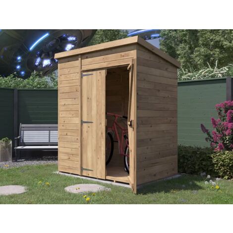 Garden Shed 1.8m x 1.2m Heavy Duty Pressure Treated Wooden Outdoor Storage Overlord Pent - Dunster House (1/5)
