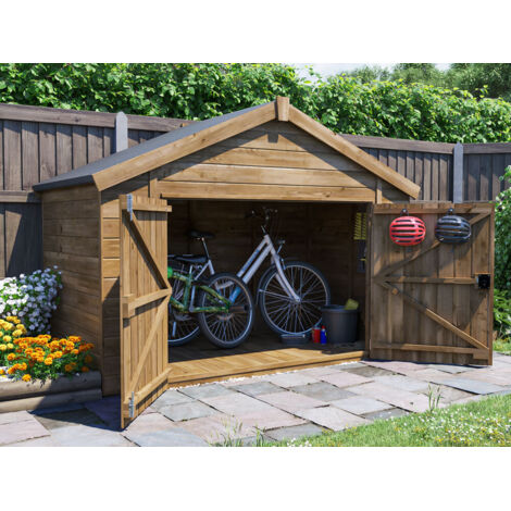 Dunster House Bike Shed W2.4m x D1.2m / W8' x D4', Fully Pressure Treated, Overlord Modular