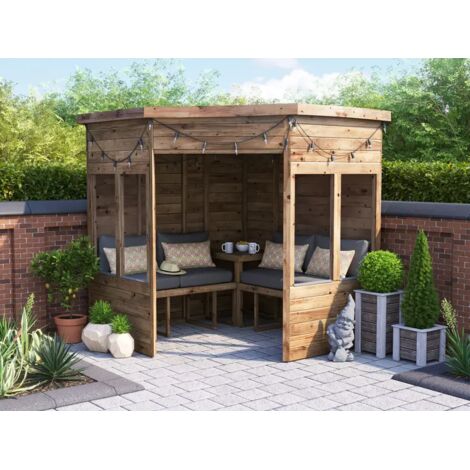 Dunster House Corner Garden Arbour, W2.1m x D2.1m / W7' x D7', Pressure Treated, Apocallipo