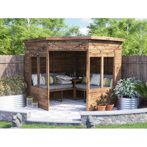 Dunster House Corner Garden Arbour, W2.4m x D2.4m / W8' x D8', Pressure Treated, Apocallipo (1/5)