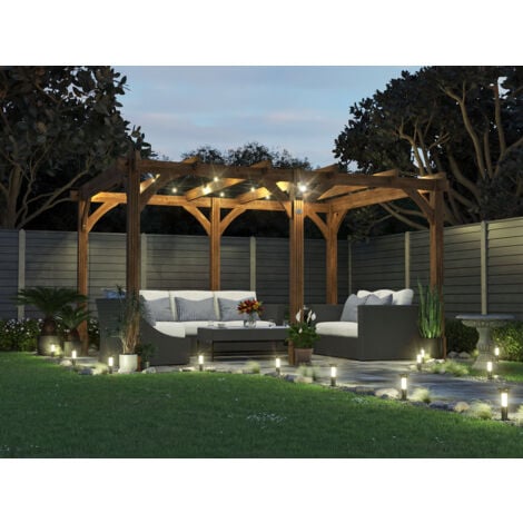 Dunster House Wooden Pergola Garden Plant Frame Furniture Kit Leviathan 4m x 3m