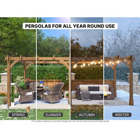 Dunster House Wooden Pergola Garden Plant Frame Furniture Kit Leviathan 4m x 3m