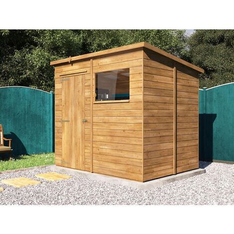Pent Roof Pressure Treated Wooden Garden Storage Building Workshop - Dad's Shed I W2.4m x D1.8m