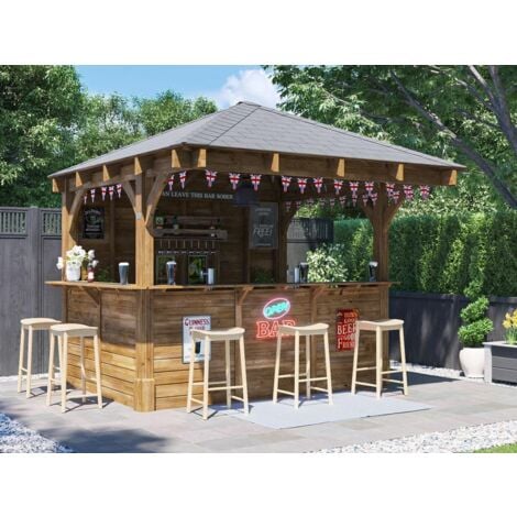 Garden Bar Wooden Outdoor Pub Shed Gazebo Kiosk Counter Heavy Duty ...