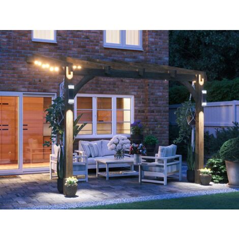 Dunster House Wooden Lean To Pergola Kit 3m x 3m Wall Mounted Garden Plant Frame Leviathan
