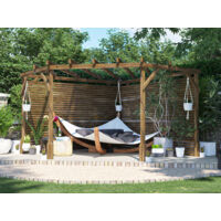 Dunster House Corner Pergola Kit 3m x 3m Pressure Treated Wooden Utopia Diamond with Slatted Walls Trellis